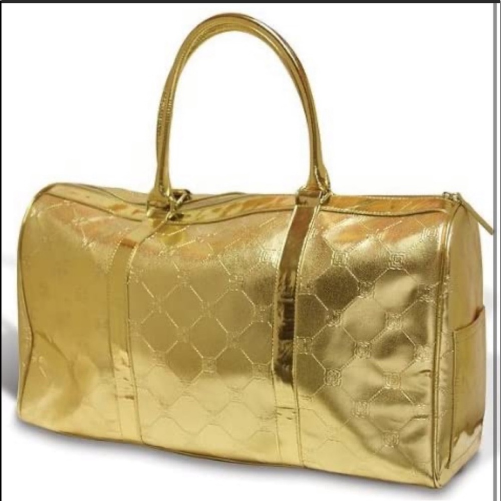 NWOT BCBGMAXAZRIA Gold Metallic Overnight Weekender Tote